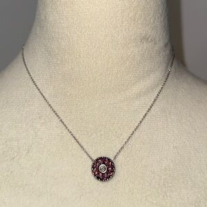 Marc Jacobs The Marbled Medallion Pendant Necklace Purple Multi/Silver